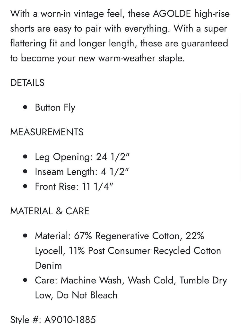 Agolde Parker Denim Shorts - Picture 4 of 4